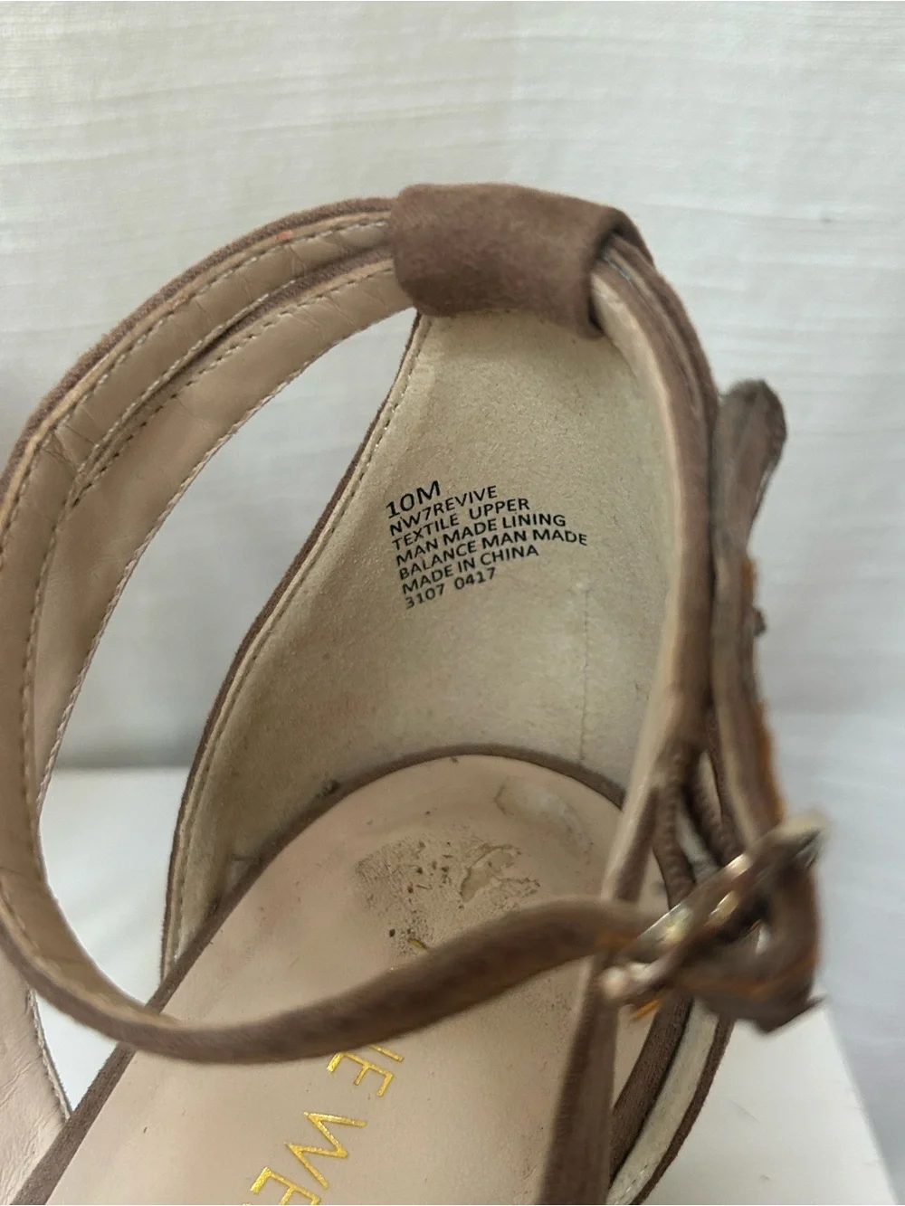 Nine West Neutral Taupe Brown Suede Ankle-Strap Wedges Sandals